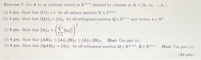 Solved Exercise 7. Let A be an arbitrary matrix in Rm×n | Chegg.com