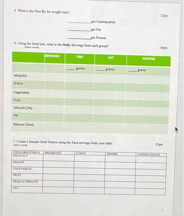Solved Energy Balance Worksheet 40 year old female 5 ’4"