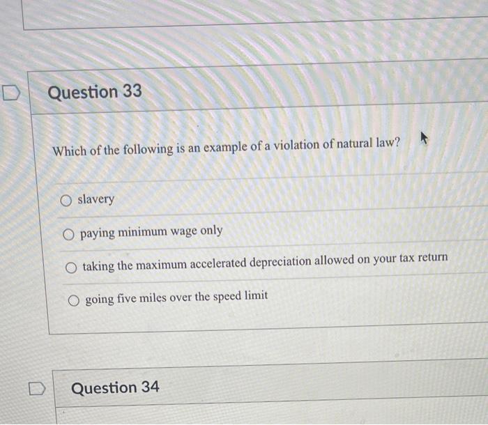 Solved Question 33 Which Of The Following Is An Example Of A | Chegg.com