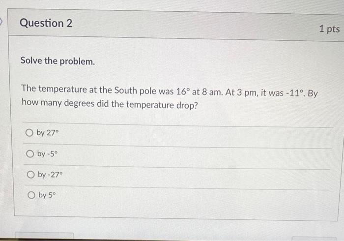 Solved Question 2 1 pts Solve the problem. The temperature | Chegg.com