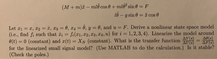 Consider An Inverted Pendulum On A Cart As Shown B Chegg Com