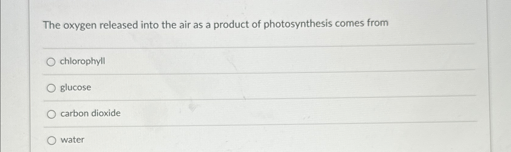 Solved The oxygen released into the air as a product of | Chegg.com