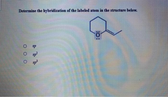 Solved Determine the hybridization of the labeled atom in | Chegg.com