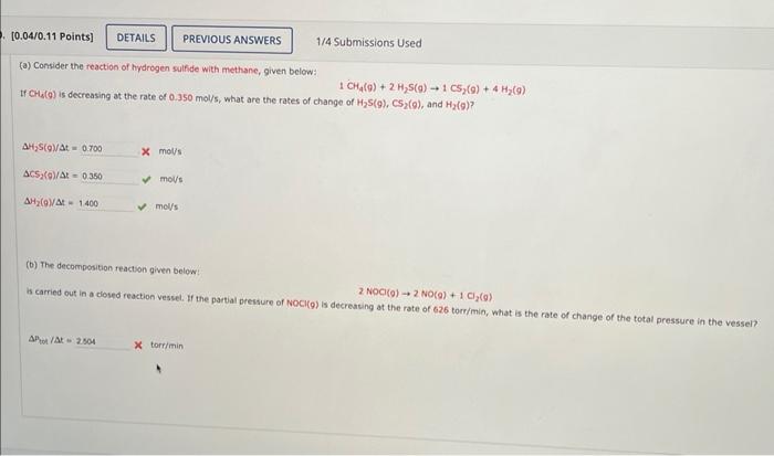 Solved (a) Consider the reaction of hydrogen sulfide with | Chegg.com