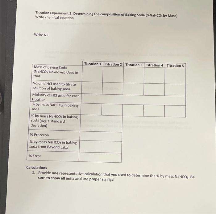 Titration Experiment 3 Determining the composition