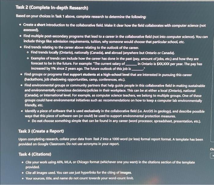 Task 2 (Complete in-depth Research)Short introduction | Chegg.com