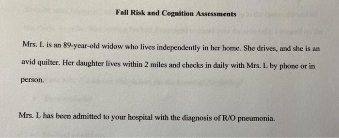 case study fall risk and cognition assessments