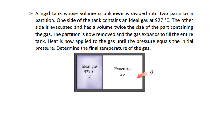 Solved 1- A rigid tank whose volume is unknown is divided | Chegg.com