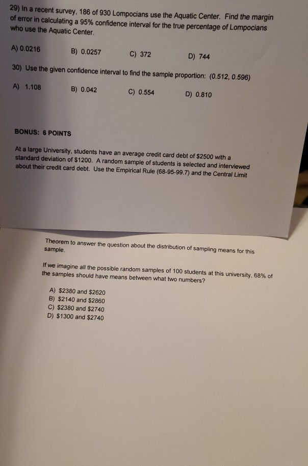 29 In A Recent Survey 186 Of 930 Lompocians Use The Chegg Com