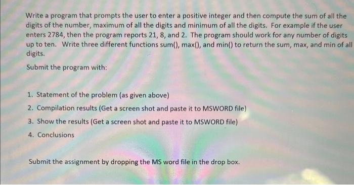Solved Write a program that prompts the user to enter a | Chegg.com