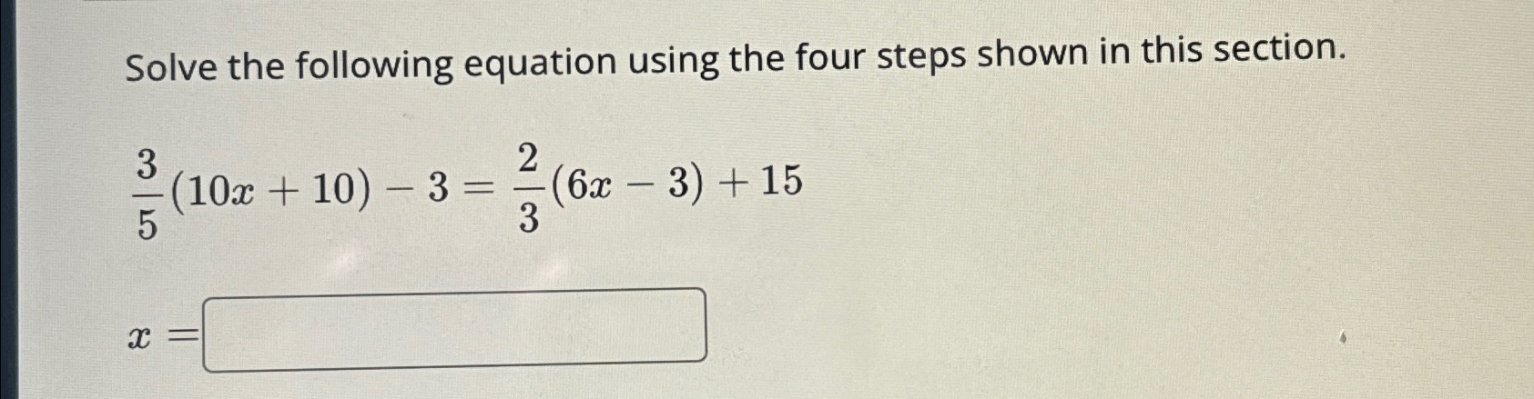 Solved Solve the following equation using the four steps | Chegg.com