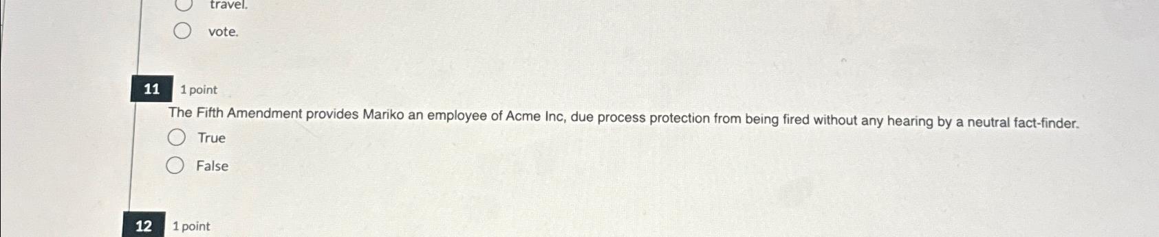 Solved The Fifth Amendment provides Mariko an employee of | Chegg.com