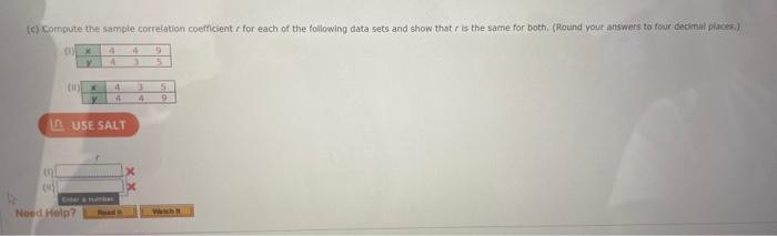 Solved (c) Compute the sample correlation coefficient c for | Chegg.com