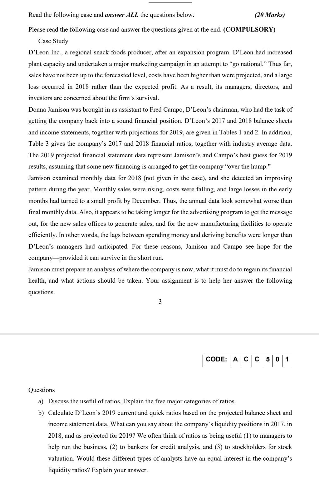 Solved Read the following case and answer ALL the questions | Chegg.com
