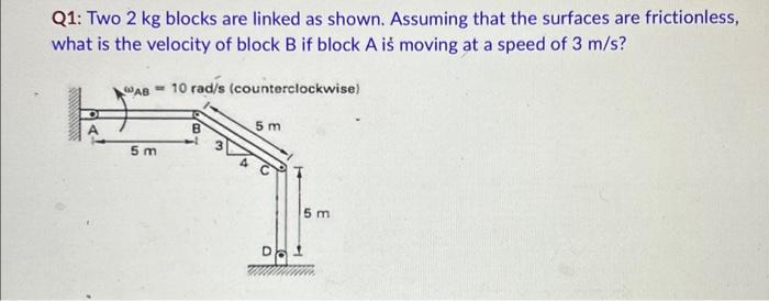 Solved Q1: Two 2 kg blocks are linked as shown. Assuming | Chegg.com