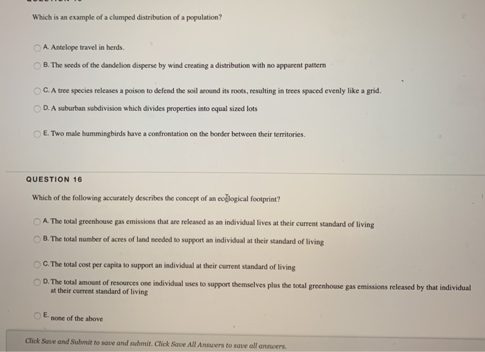 Solved Which is an example of a clumped distribution of a | Chegg.com