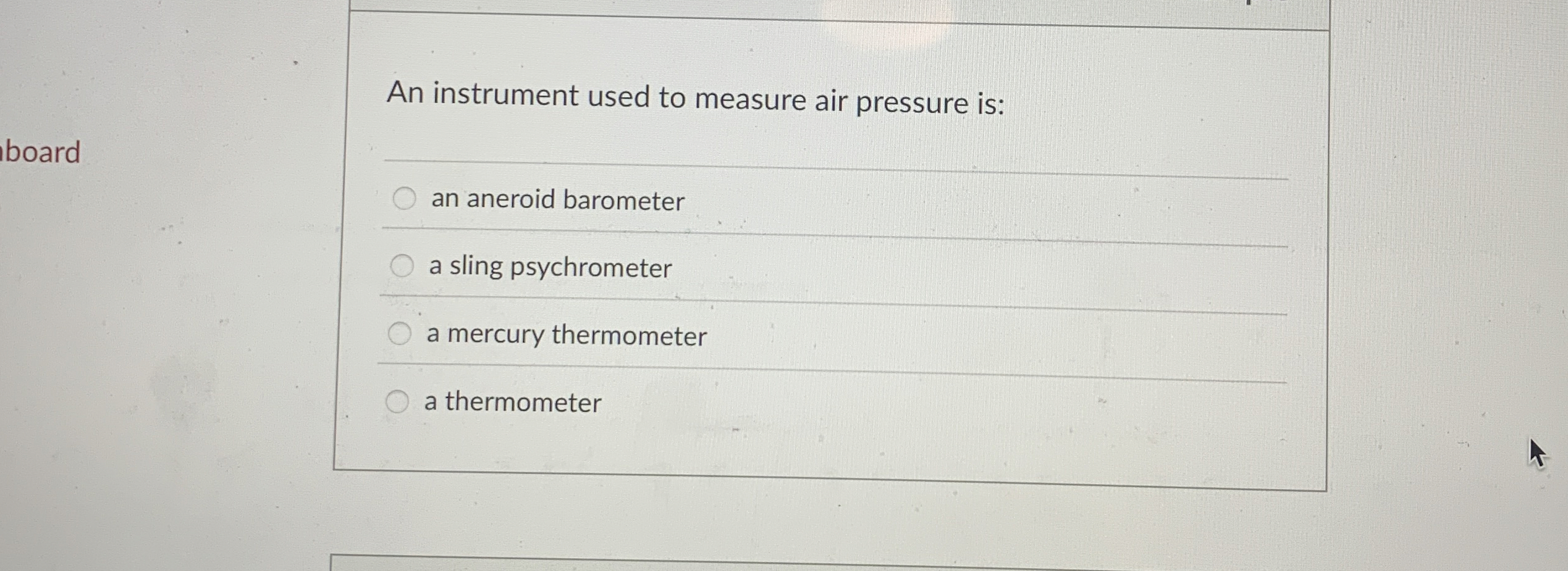 Solved An instrument used to measure air pressure isan