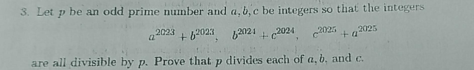 Solved Let P ﻿be An Odd Prime Number And A,b,c ﻿be Integers | Chegg.com