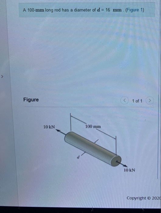 Solved A 100mm long rod has a diameter of d = 16 mm.