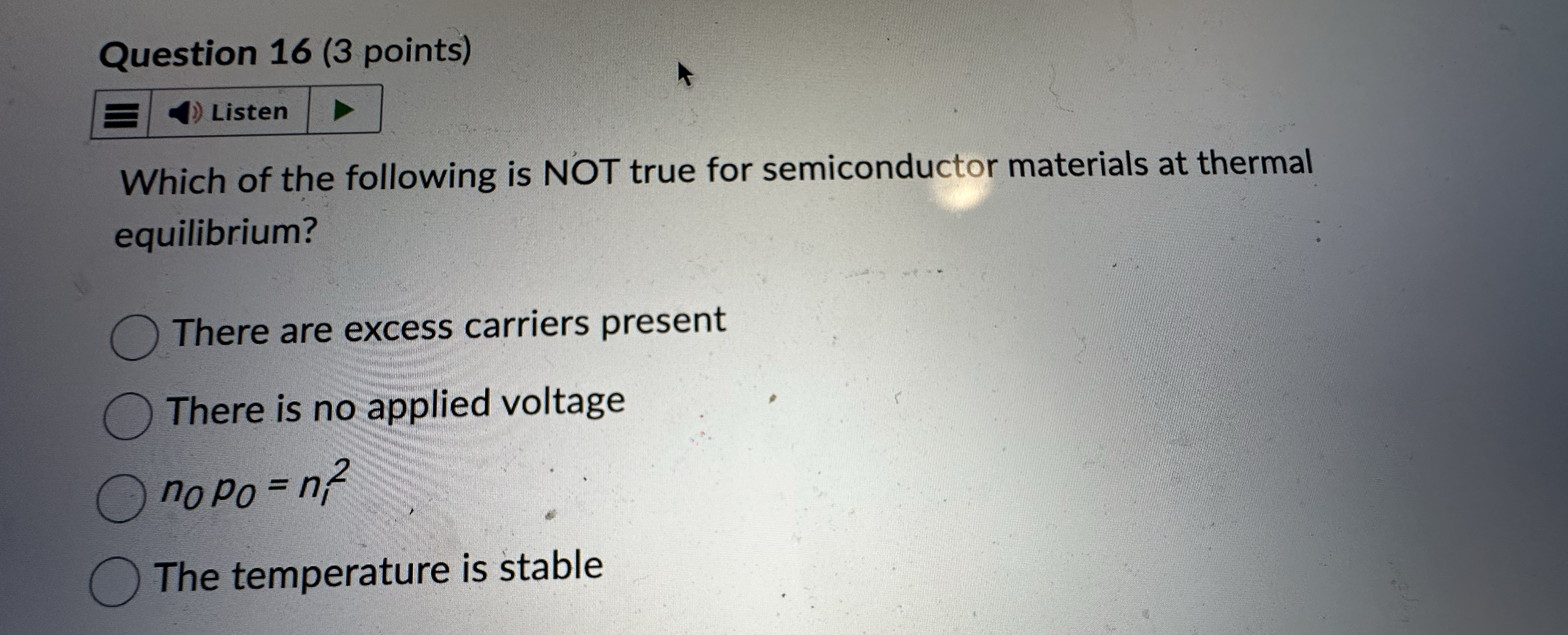 Solved Question 16 (3 ﻿points)ListenWhich of the following | Chegg.com