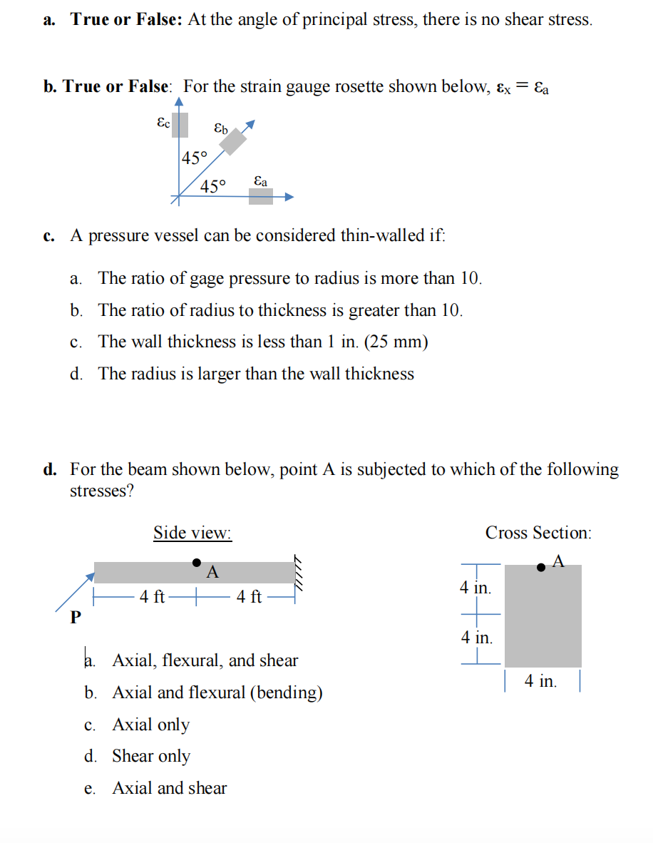 Solved e. ﻿An element is subjected to the following strains; | Chegg.com