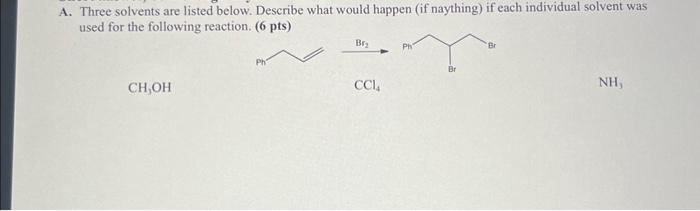 Solved 1. Three solvents are listed below. Describe what | Chegg.com