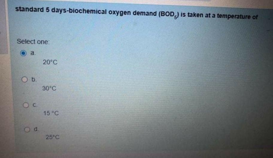 Solved standard 5 days-biochemical oxygen demand (BOD) is | Chegg.com
