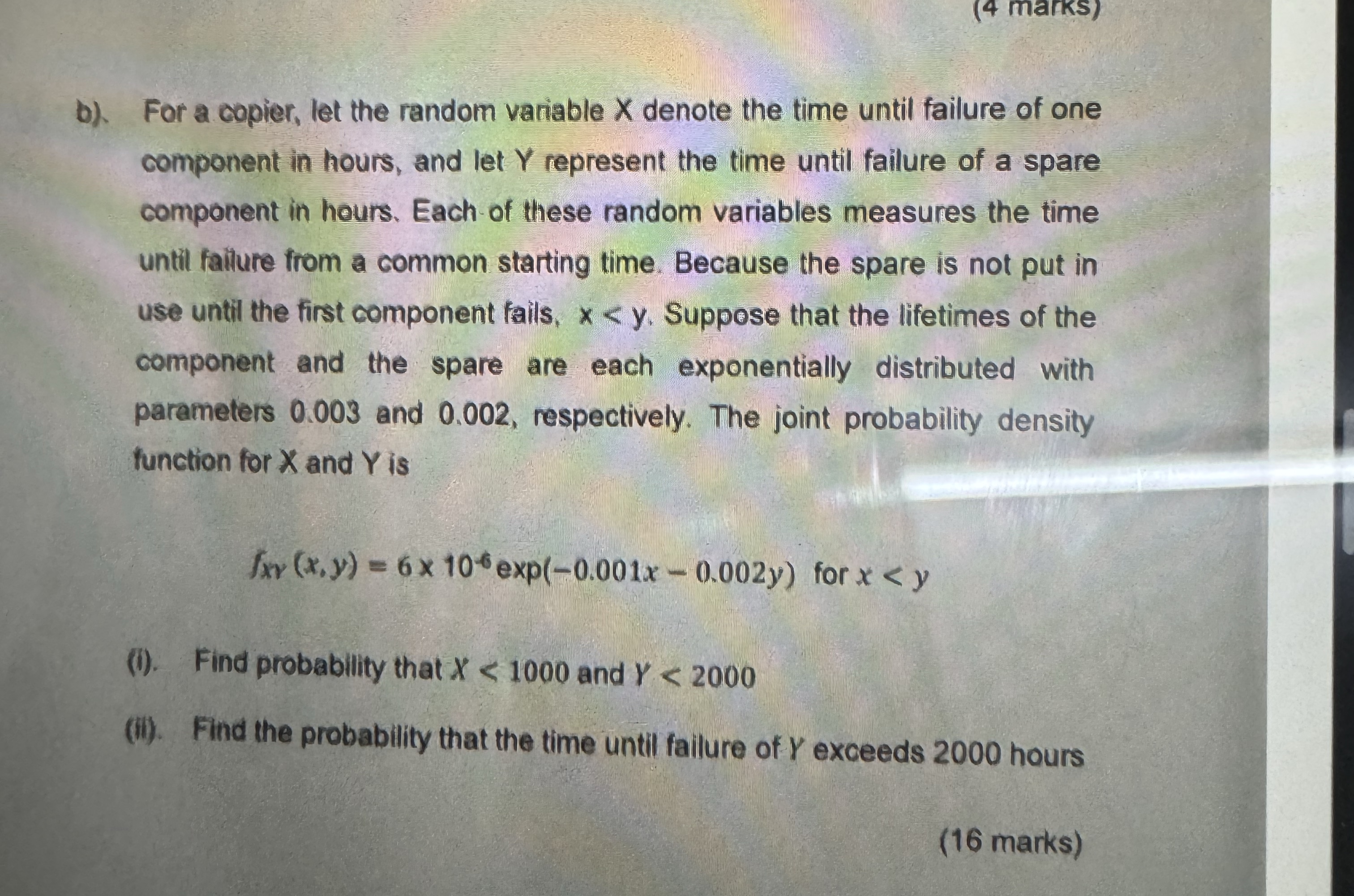 b). ﻿For a copier, let the random variable x ﻿denote | Chegg.com