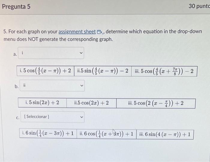 Solved 5. For each graph on your assignment sheet ⊟, | Chegg.com