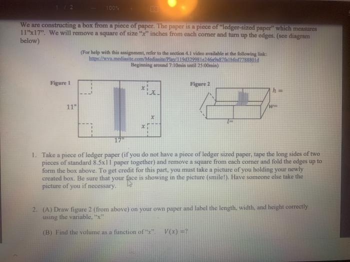 Solved 100 We are constructing a box from a piece of paper.