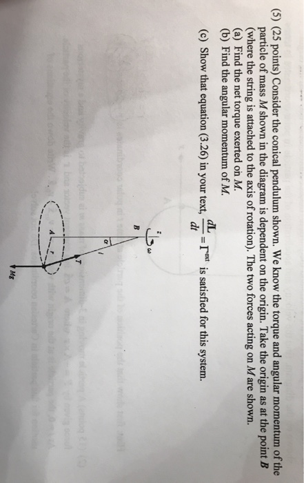 Solved (5) (25 points) Consider the conical pendulum shown. | Chegg.com