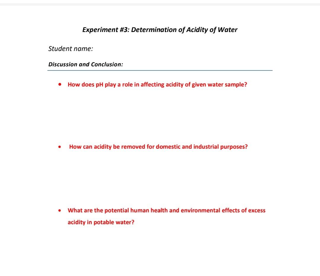 acidity of water experiment conclusion