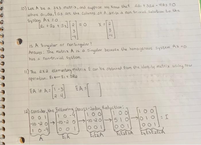 Solved $ X = 2 10) Let A be a 3x3 Matrix, and suppose we | Chegg.com