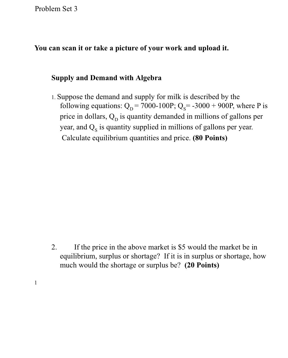 Solved Problem Set 3You can scan it or take a picture of | Chegg.com