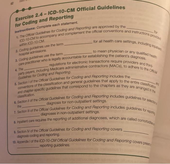 Solved PA Exercise 2.4 - ICD-10-CM Official Guidelines for