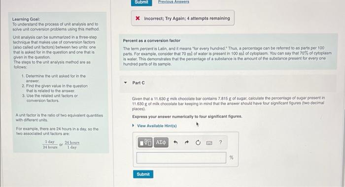 Solved Part B Unit Analysis Can Be Summarized In A | Chegg.com