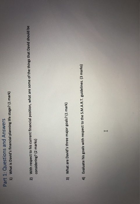 FNCE-3005 Case Details September 2020 David is | Chegg.com