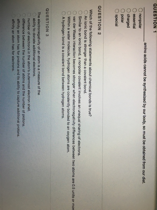 Solved QUESTION 1 amino acids cannot be synthesized by our