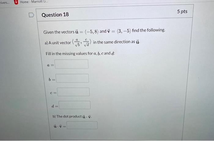 Solved Nivers U Home Marriott L 5 Pts Question 18 Chegg Com