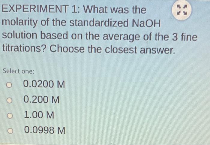 Solved 52 EXPERIMENT 1: What was the molarity of the | Chegg.com
