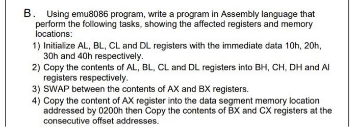 Solved B. Using Emu8086 Program, Write A Program In Assembly | Chegg.com