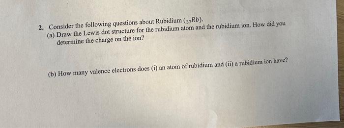 electron dot structure for rubidium