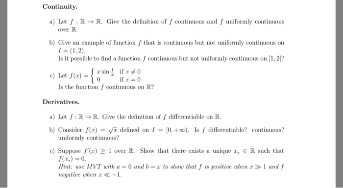 Solved Continuity R Give The Definition Of F Continuous Chegg Com