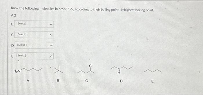 Solved Rank the following molecules in order, 1-5, according | Chegg.com