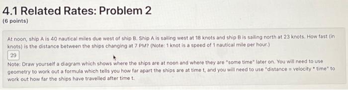 Solved 4.1 Related Rates: Problem 2 (6 points) At noon, ship | Chegg.com