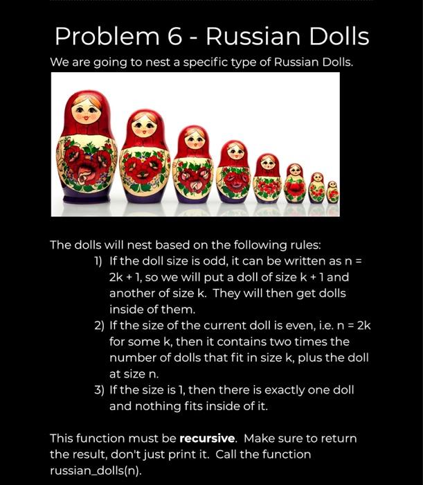 Solved Programming Challenge 5, Russian Dolls – 50 points 1.