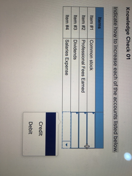 Solved Knowledge Check 01 Indicate how to increase each of | Chegg.com