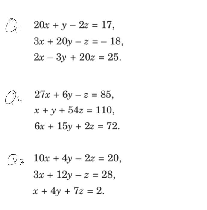 Solved Solve the following system of equations using the | Chegg.com