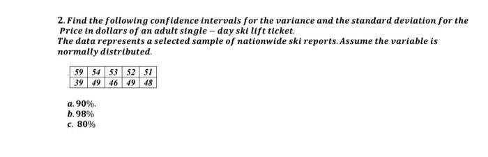 Solved 2. Find the following confidence intervals for the | Chegg.com
