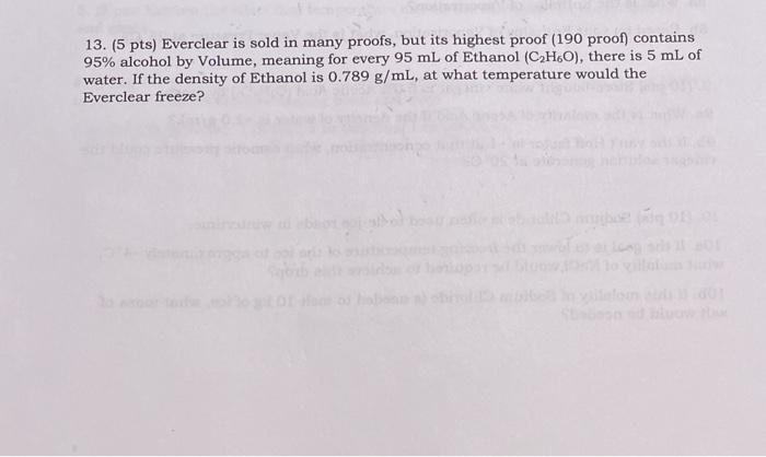 density of 190 proof ethanol